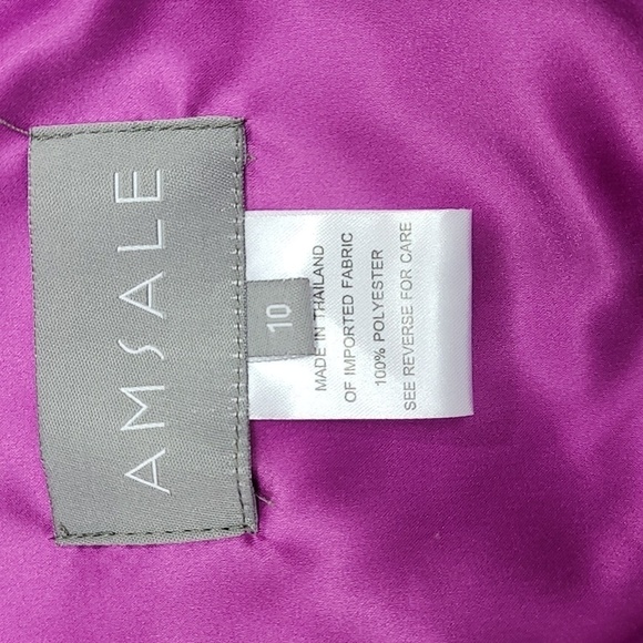 Amsale Cerise color Charmeuse Gown - Picture 7 of 17